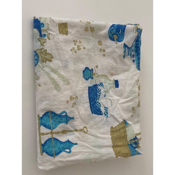 VTG Curtain 2 Panel Kitchen Retro Vegetables Basket Oil Vinegar Fabric Remnant - Picture 4 of 8